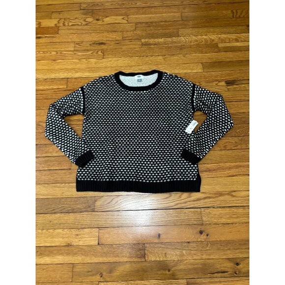 Old Navy Womens Sweater Size Small Black White Cotton Acrylic Knit NWT $40 - Picture 1 of 7